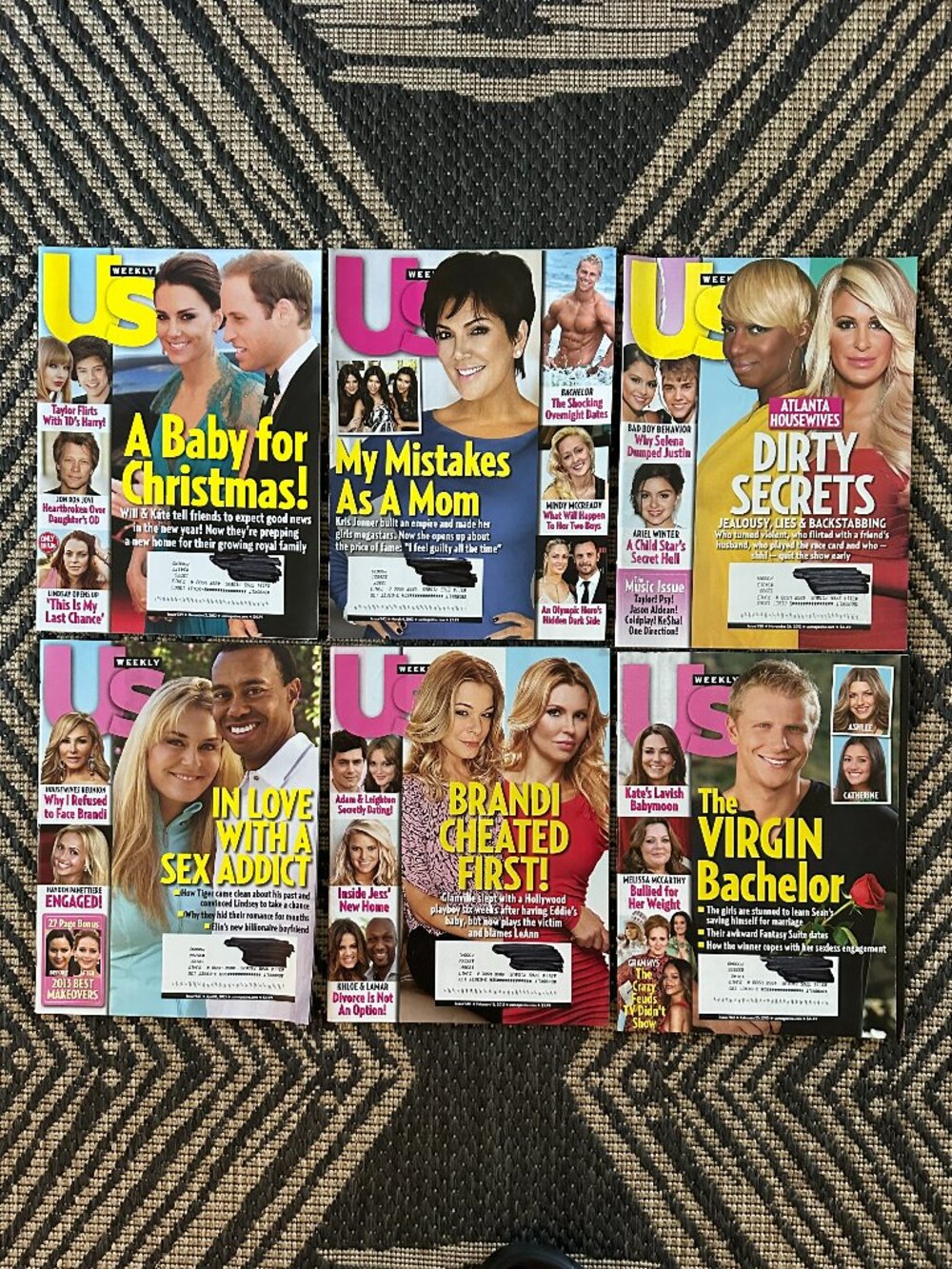 Vintage Lot of 6 US Weekly Magazines 2012&13 Celebrity Gossip Fashion Party Life